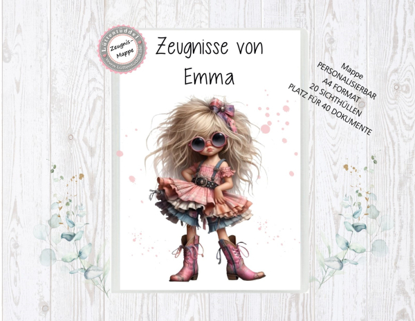 zauberhafte Zeugnismappe Sammelmappe Power Girl Name personalisiert  Einschulung Schulkind Zeugnisse Lüttentüddel®